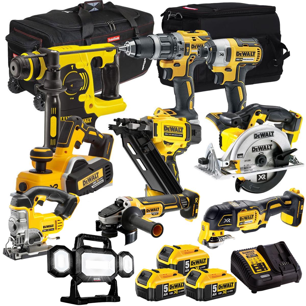 DeWalt DEWT4T10AP2 18V 10 Piece Power Tool Kit with 3 x 5.0Ah Battery & Charger