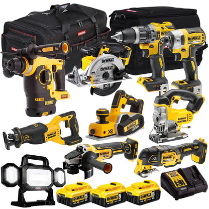Dewalt 18V 10 Piece Power Tool Kit with 3 x 5.0Ah Battery & Charger T4TKIT-1113