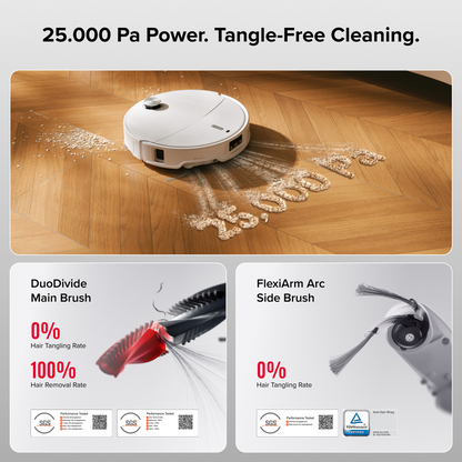Roborock Qrevo Curv 2 Pro Robot Vacuum & Mop, 25,000 Pa Suction, Zero-Tangle, 100°C Hot Water Wash, Self-Cleaning, Smart Obstacle Avoidance, Auto Drying, Carpet Sensing for Pet Hair