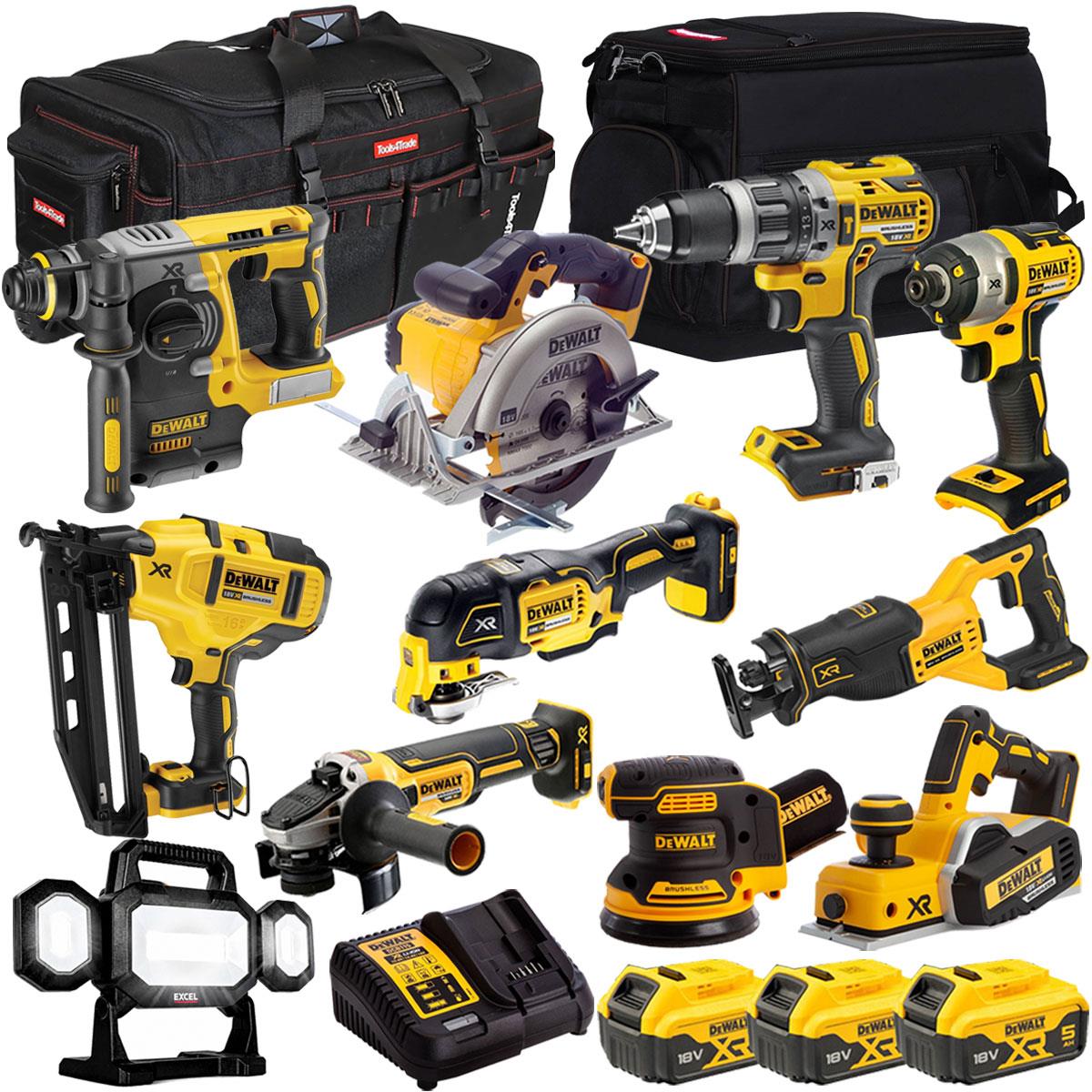 Dewalt 18V 11 Piece Power Tool Kit with 3 x 5.0Ah Battery & Charger T4TKIT-919