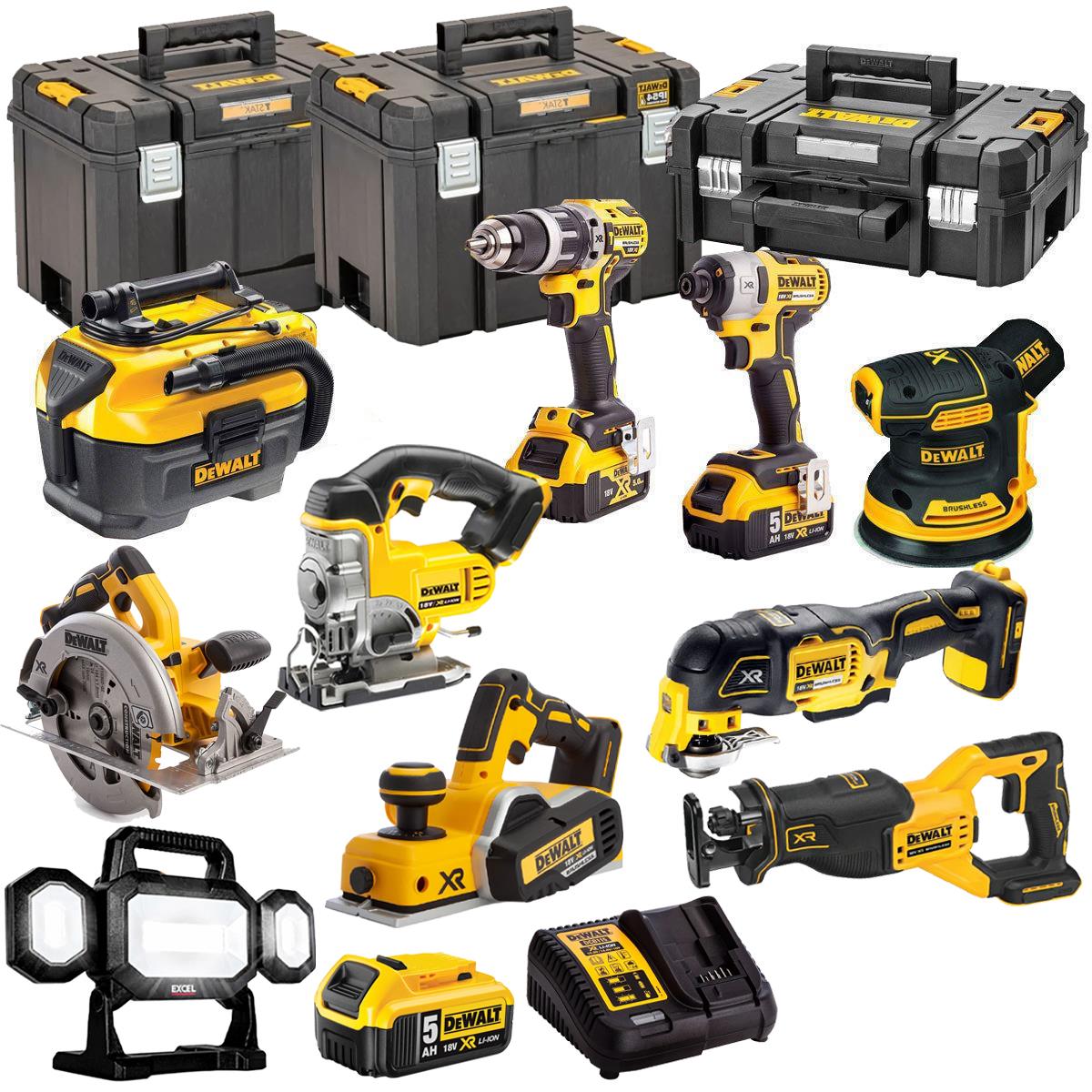 Dewalt DEWKIT92 18V Cordless 10 Piece Kit with 3 x 5.0Ah Batteries & Charger in Case